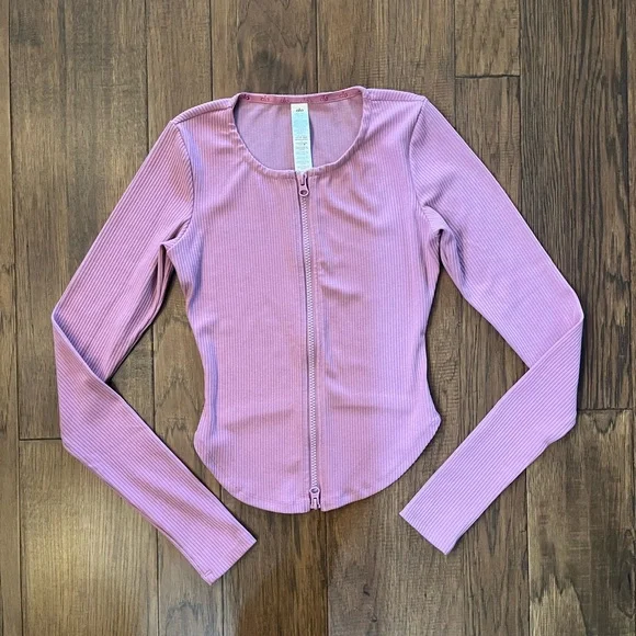 ALO Yoga Ribbed Stardust Long Sleeve in Pink Dusty Rose XXS - Picture 4 of 7